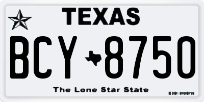 TX license plate BCY8750