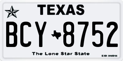 TX license plate BCY8752