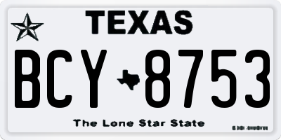 TX license plate BCY8753