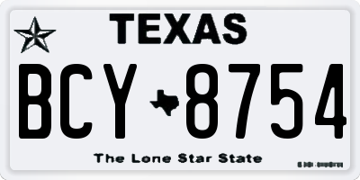 TX license plate BCY8754