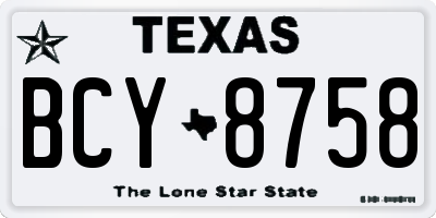 TX license plate BCY8758