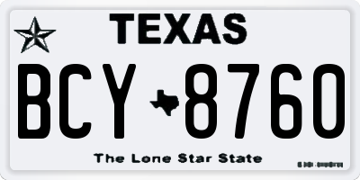 TX license plate BCY8760