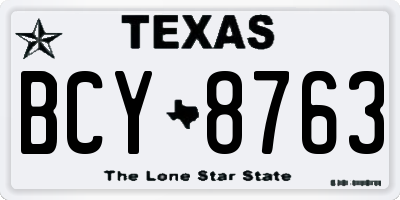 TX license plate BCY8763