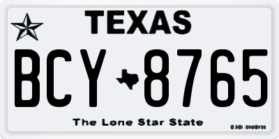TX license plate BCY8765