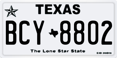 TX license plate BCY8802