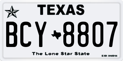 TX license plate BCY8807