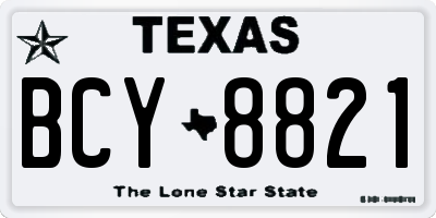 TX license plate BCY8821