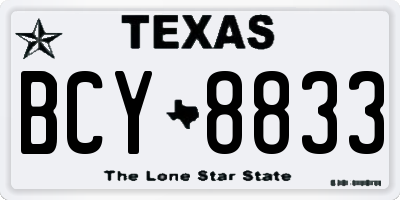 TX license plate BCY8833