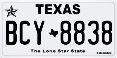 TX license plate BCY8838