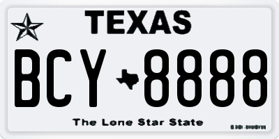 TX license plate BCY8888