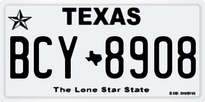 TX license plate BCY8908