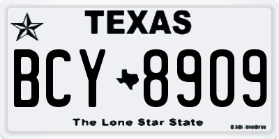 TX license plate BCY8909