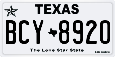 TX license plate BCY8920