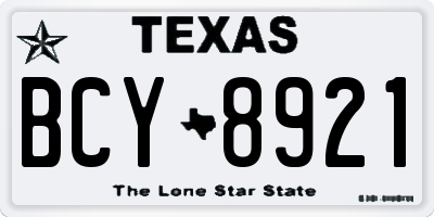 TX license plate BCY8921