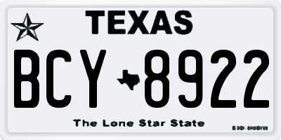TX license plate BCY8922