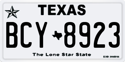 TX license plate BCY8923