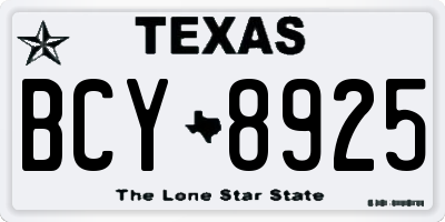 TX license plate BCY8925