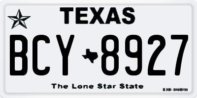 TX license plate BCY8927