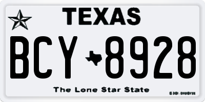 TX license plate BCY8928