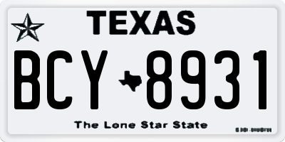 TX license plate BCY8931