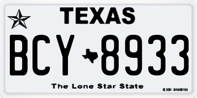 TX license plate BCY8933