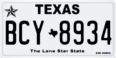 TX license plate BCY8934