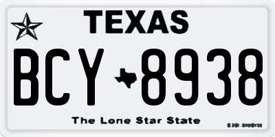 TX license plate BCY8938