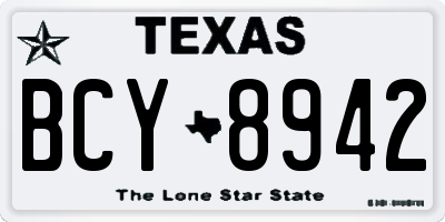 TX license plate BCY8942