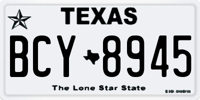 TX license plate BCY8945