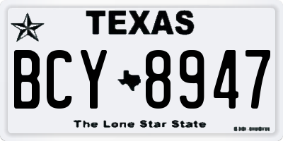 TX license plate BCY8947