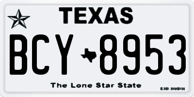 TX license plate BCY8953
