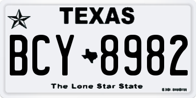 TX license plate BCY8982