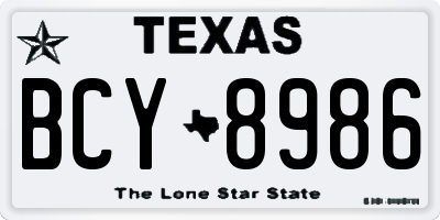 TX license plate BCY8986
