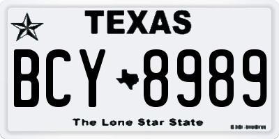 TX license plate BCY8989