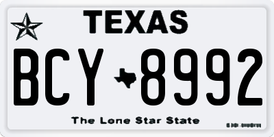 TX license plate BCY8992