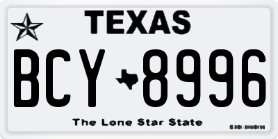 TX license plate BCY8996