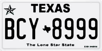 TX license plate BCY8999