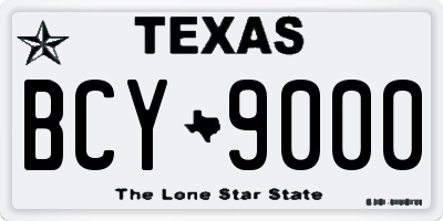 TX license plate BCY9000