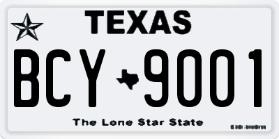 TX license plate BCY9001