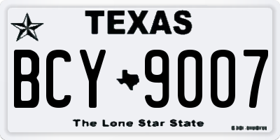 TX license plate BCY9007