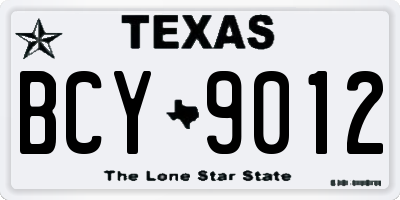 TX license plate BCY9012