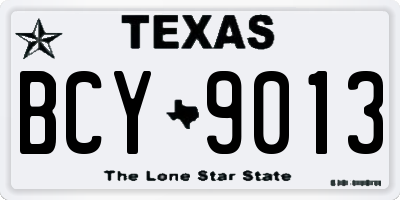 TX license plate BCY9013