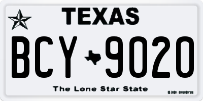 TX license plate BCY9020