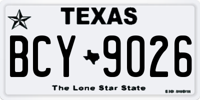 TX license plate BCY9026