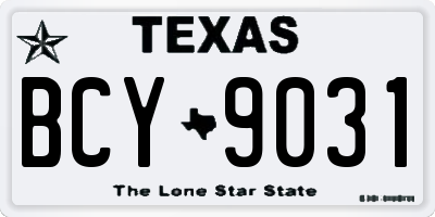 TX license plate BCY9031