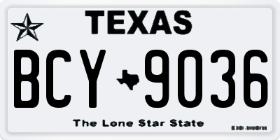 TX license plate BCY9036