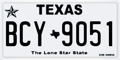TX license plate BCY9051