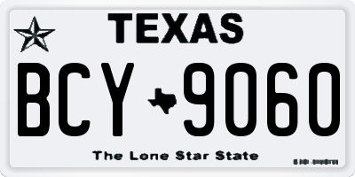TX license plate BCY9060