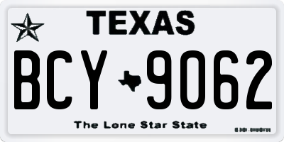 TX license plate BCY9062