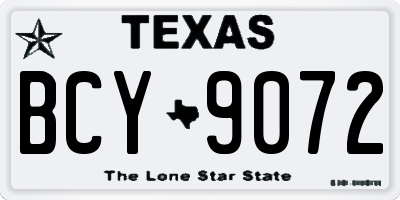 TX license plate BCY9072